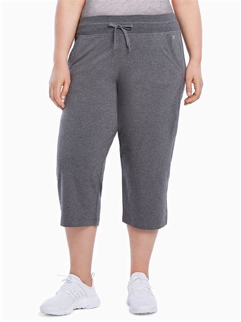 Danskin Womens Plus Size Active Crop Pant High Rise Ribbed Waist 2