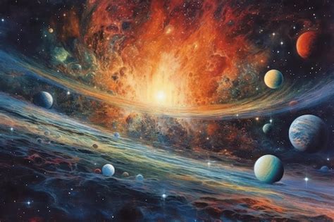 Fantástica Paisagem Espacial Planetas Alienígenas Criados Usando Ferramentas Al Generativas