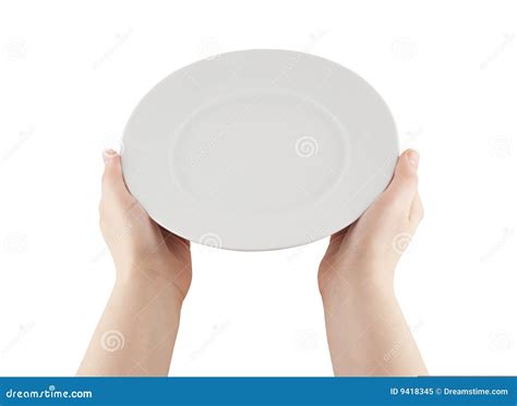 Hands Holding Plate With Clipping Path Royalty Free Stock Photo Image