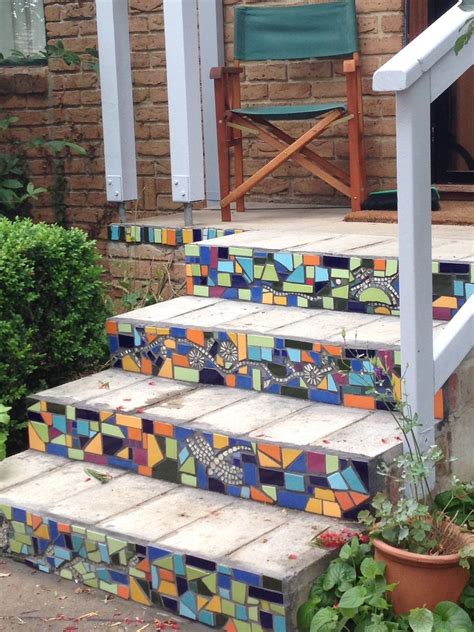 Colorful Mosaic Garden Steps