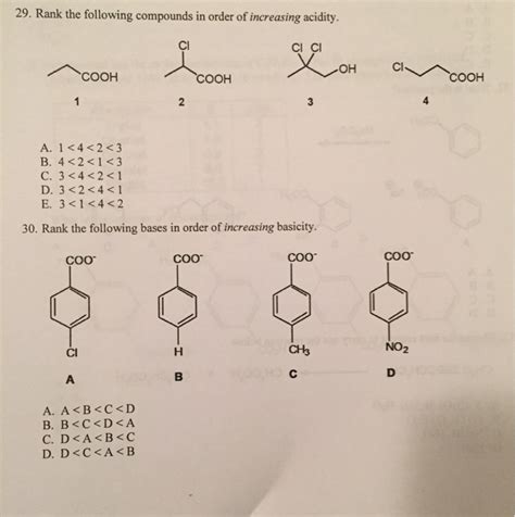 Solved Rank The Following Compounds In Order Of Increasing