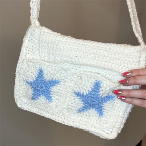 Handmade Crochet Star Messenger Bag Can Be Made In Depop