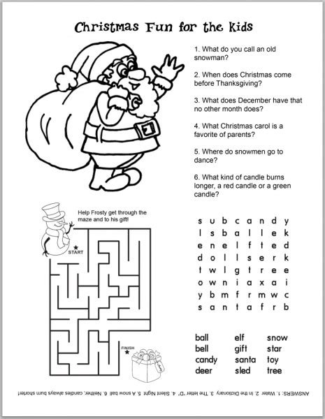 Printable Christmas Activities Worksheets Printablee