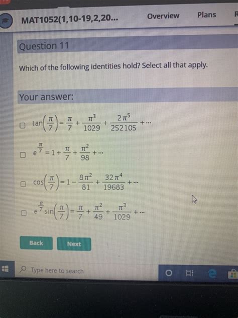 Solved Overview Plans R Mat1052 1 10 19 2 20 Question 11