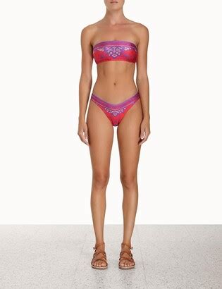 Zimmermann Raie Placement Bandeau Bikini ShopStyle Two Piece Swimsuits