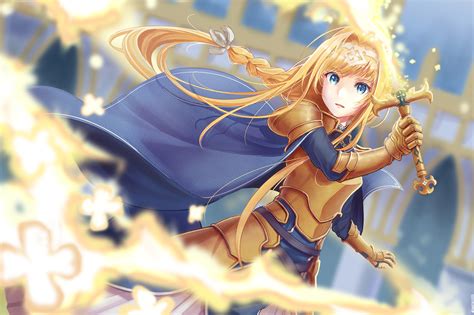 Safebooru Girl Alice Schuberg Armor Armored Dress Blonde Hair Blue