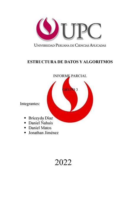 Informe Parcial EDA Trabajo Final Del Curso ESTRUCTURA DE DATOS Y