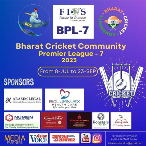 Our Sponsors Bharat Cricket Community