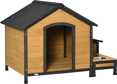 Pawhut Hundeh Tte Aus Holz Hundehaus Kleintierhaus Mit Hundesch Sseln