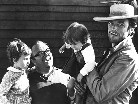 Clint Eastwood With Sergio Leone And His Daughters On The Set Of The