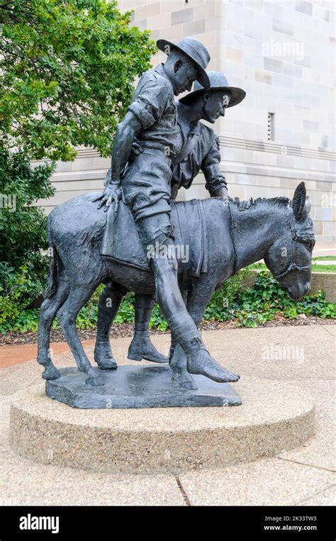 The famous bronze statue of a stretcher bearer, Private John Simpson ...