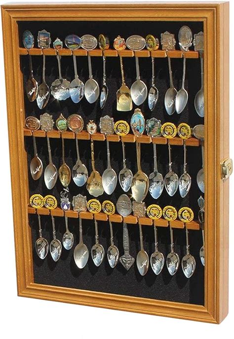 Souvenir Spoon Display Case Rack Cabinet Holder Shadow Box Real