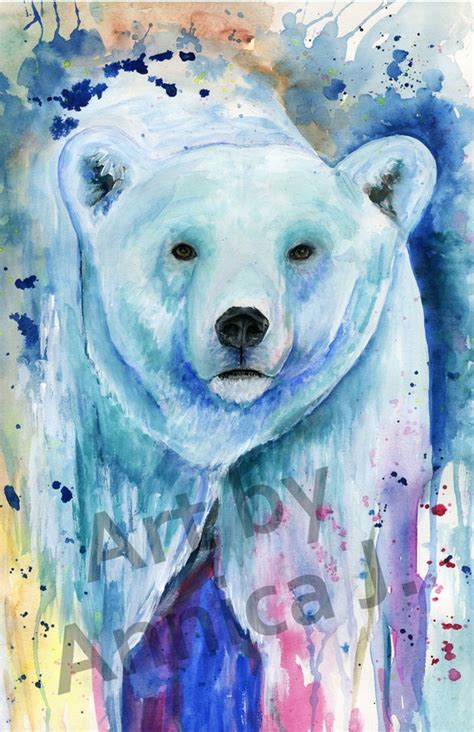 Polar Bear Watercolor Art Print Polar Bear Painting Polar Etsy