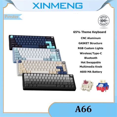 XINMENG A66 Aluminum Wireless Mechanical Keyboard 65 GASKET RGB Hot Swappable Custom Keyboard