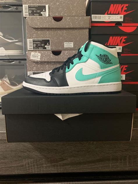 Nike Air Jordan 1 Mid Island Green Womens Fashion Footwear Sneakers