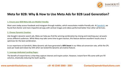 PPT Why How To Use Meta Ads For B2B Lead Generation Samskriti