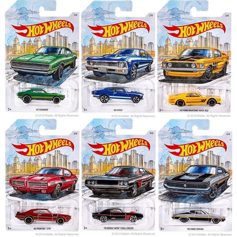 Coleção Completa 6 Miniaturas Detroit Muscle 1 64 Hot Wheels Submarino