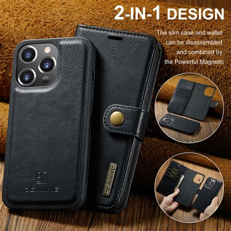 Dg Ming Iphone Pro Max Magnetic Detachable Retro Leather Wallet Case