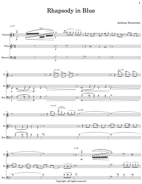 Rhapsody In Blue Sheet Music For Clarinet Flute Bassoon