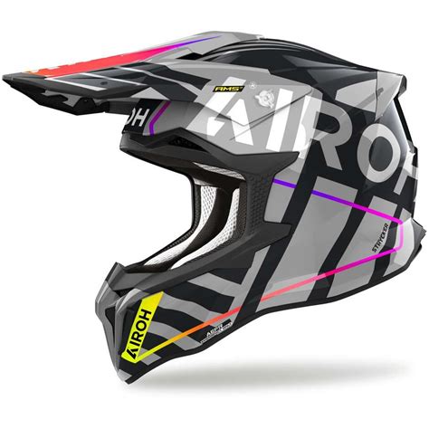 Casco Moto Cross Enduro In Fibra HPC Airoh STRYCKER BRAVE Grigio Lucido