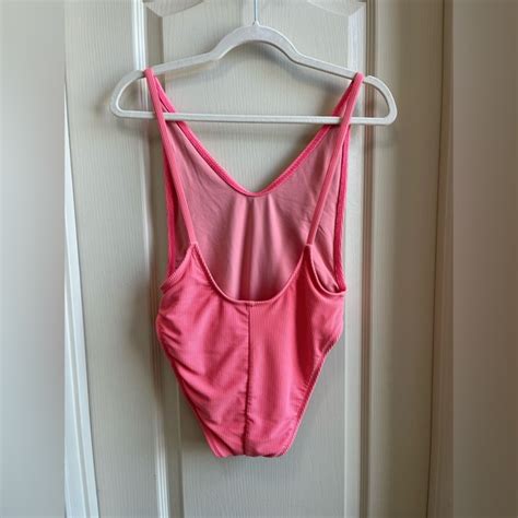 Nasty Gal Swim Nasty Gal Hot Pink S Fit Ribbed Low Back One Piece Swim Suit Poshmark