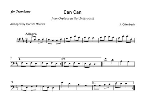 Can Can J Offenbach Trombone Solo Arr Marival Moreira By