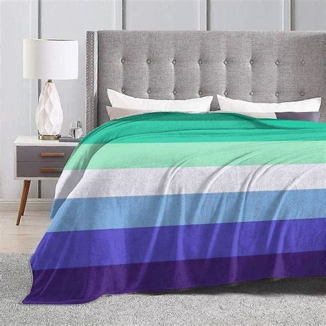 Mlm Pride Flag Gay Man Pride Flag Flannel Plush Soft Throw Blanket For Couch Cozy Lightweight