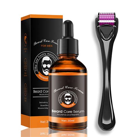 Beard Growth Kit with Derma Roller & Beard Oil Serum for Men | Grooming ...