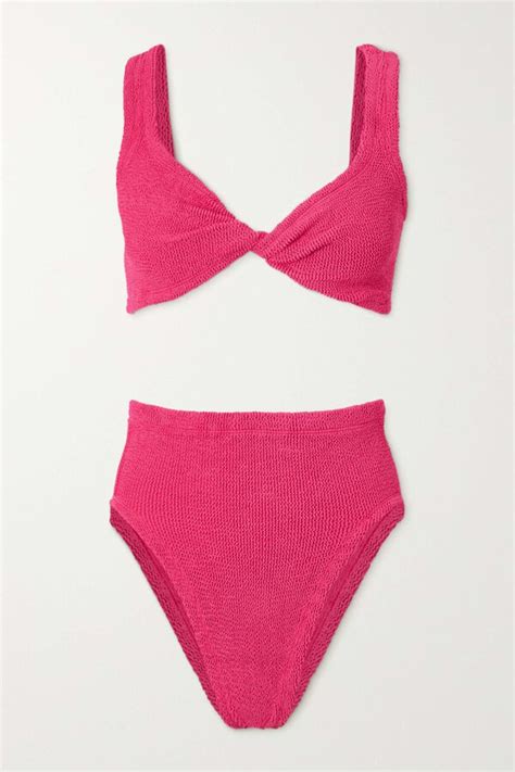 Hunza G Fuchsia Net Sustain Jamie Twist Front Seersucker Bikini