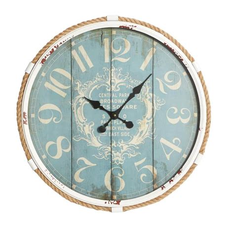 Reviews For Litton Lane In X In Blue Metal Wall Clock With Rope