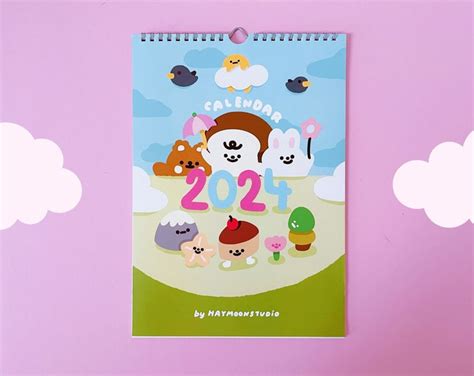 2024 Kawaii Calendar 2024 Wall Calendar 2024 Planner Calendar A4