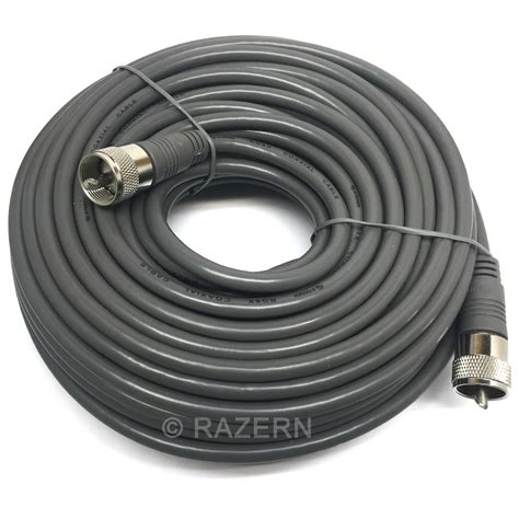 Steren 50 Ft Gray RG8X Mini 8 Coax Coaxial PL259 UHF Ham CB Radio