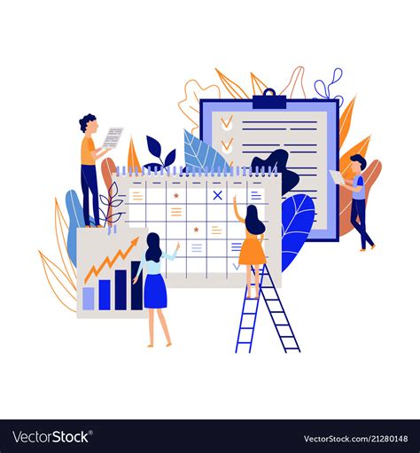 Workflow planning concept with people recording Vector Image 