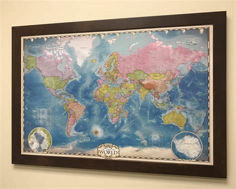 Framed Push Pin Travel World Map | Etsy