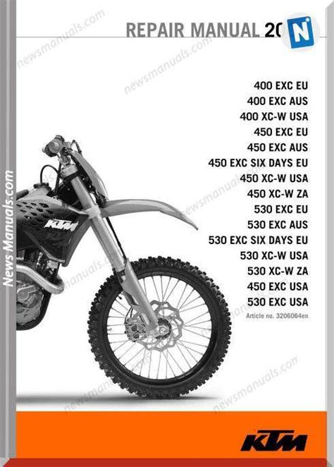 Ktm Owners Manual 2009 400 450 530 Exc Xc Xc W Exc Six Days Ktm Ktm 450 Ktm Exc