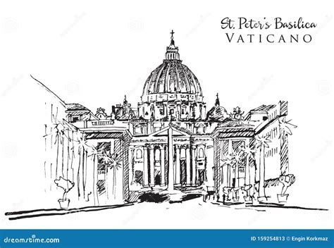 Drawing Sketch Illustration Of Vatican Stock Vector Illustration Of