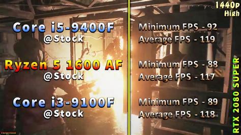 Core I5 9400f Vs Ryzen 5 1600 Af Vs Core I3 9100f Pc Gameplay Benchmark