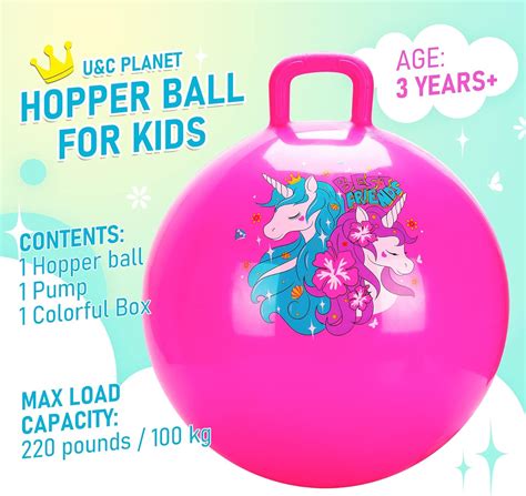 Hopper Ball Jumping Ball Bouncy Ball With Handle For Kids Age 3 6 Sit