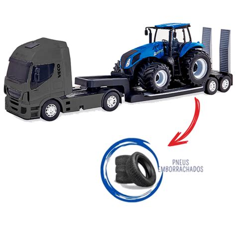 Iveco Hi Way Caminh O Plataforma Cinza E Trator New Holland No Shoptime