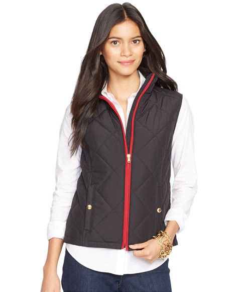 Lyst Lauren By Ralph Lauren Quilted Zip Up Vest In Black