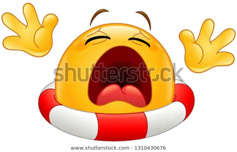 Drowning Emoji Emoticon Lifebuoy Calling Help Stock Vector Royalty