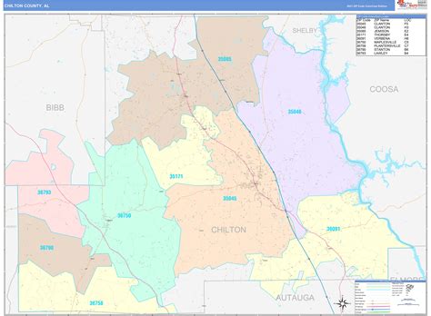 Chilton County Al Wall Map Color Cast Style By Marketmaps