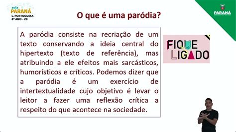 O Que Significa Paródia - 2022 | Resumo da Aula | 8º Ano | Língua Portuguesa | Aula 28 - Paródia ...