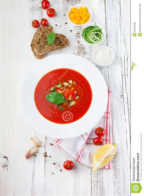 Sopa De Gazpacho Do Tomate Imagem De Stock Imagem De Gostoso 52621643