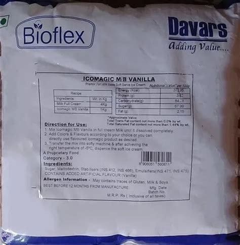 Icomagic Softy Ice Cream Premix Vanilla Bioflex Davars At 170 Kg