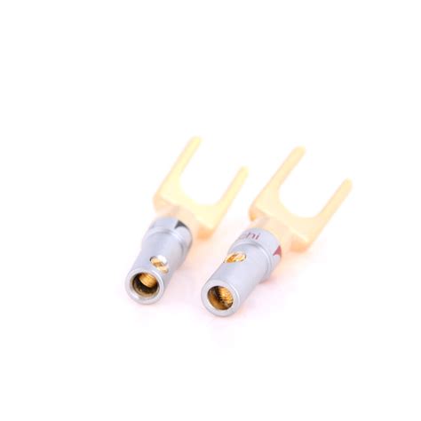 New 2pcs Copper Gold Plated Speaker Banana U Fork Y Spade Plug Wire