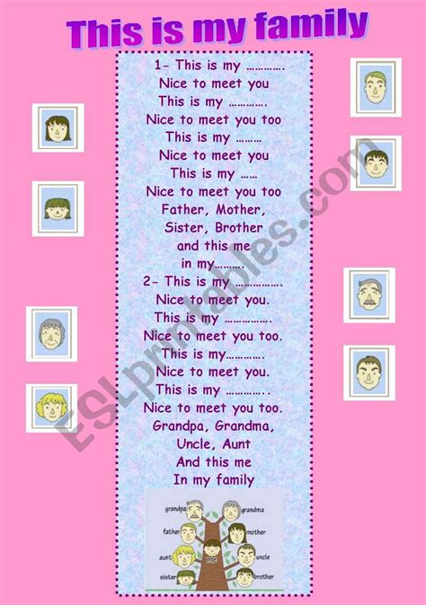 Song - This is my Family - ESL worksheet by ayda louhichi