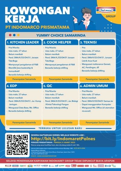 Lowongan Kerja PT Indomarco Prismatama Samarinda Indomaret Maret