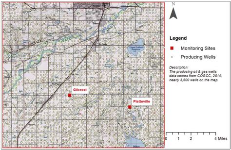 Map of oil and gas producing wells and two monitoring wells in the... | Download Scientific Diagram