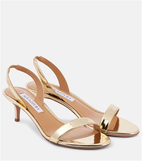 So Nude Mirrored Faux Leather Sandals In Gold Aquazzura Mytheresa